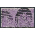 GREAT BRITAIN - 1867 6d purple QV, plate 6, spray of rose watermark, pair, used – SG # 106