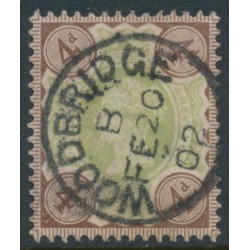 GREAT BRITAIN - 1887 4d green/deep brown QV Jubilee, used – SG # 205a