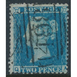 GREAT BRITAIN - 1855 2d blue Queen Victoria, perf. 14, plate 5, check letters QA, used – SG # 34
