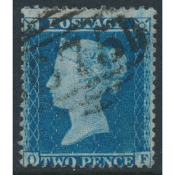 GREAT BRITAIN - 1857 2d blue QV, perf. 14, plate 6, check letters OF, used – SG # 35