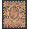 GREAT BRITAIN - 1902 3d dull reddish purple/yellow (lemon back) KEVII definitive, used – SG # 233