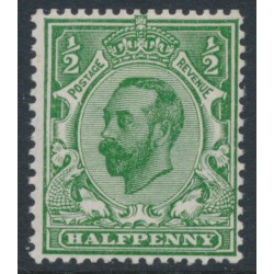 GREAT BRITAIN - 1911 ½d bright green KGV (die B), inverted crown watermark, MH – SG # 325Wi