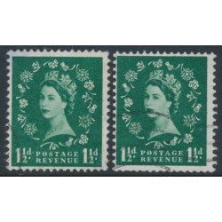 GREAT BRITAIN - 1961 1½d green QEII, sideways crown watermark (both directions), used – SG # 572b