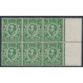 GREAT BRITAIN - 1912 ½d deep green KGV (die 2), crown watermark, block of 6, MNH – SG # 338