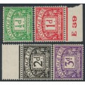 GREAT BRITAIN - 1937 ½d to 3d Postage Dues, GVIR watermark, MH – SG # D27-D30