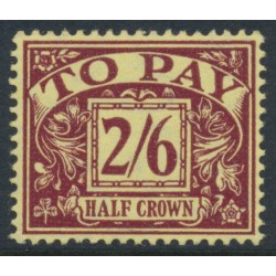 GREAT BRITAIN - 1938 2/6 purple on yellow Postage Due, GVIR watermark, MH – SG # D34
