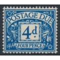 GREAT BRITAIN - 1956 4d blue Postage Due, crown E2R watermark, MH – SG # D51