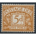 GREAT BRITAIN - 1956 5d ochre-brown Postage Due, crown E2R watermark, MH – SG # D52