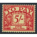 GREAT BRITAIN - 1955 5/- scarlet on yellow Postage Due, crown E2R watermark, MH – SG # D55