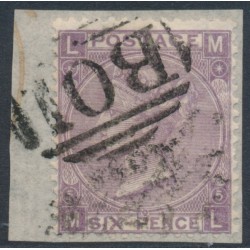 GREAT BRITAIN - 1865 6d lilac QV, Emblems watermark, B01 cancel (= Alexandria) – SG # 97 / Z22