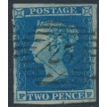 GREAT BRITAIN - 1849 2d blue Queen Victoria, imperforate, plate 4, check letters FF, used – SG # 14