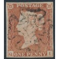 GREAT BRITAIN - 1841 1d red-brown QV, plate 16, check letters QI, used – SG # 8l