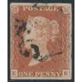 GREAT BRITAIN - 1841 1d red-brown QV, plate 19, check letters EE, used – SG # 8l