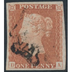 GREAT BRITAIN - 1841 1d red-brown QV, plate 20, check letters DA, used – SG # 8l