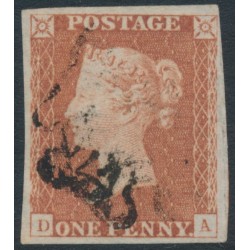 GREAT BRITAIN - 1841 1d red-brown QV, plate 20, check letters DA, used – SG # 8