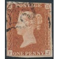 GREAT BRITAIN - 1841 1d red-brown QV, plate 20, check letters FJ, used – SG # 8l