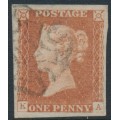 GREAT BRITAIN - 1841 1d red-brown QV, plate 21, check letters KA, used – SG # 8l