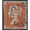 GREAT BRITAIN - 1843 1d red-brown QV, plate 34, check letters IG, used – SG # 8l