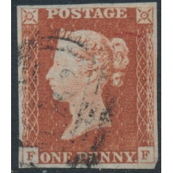 GREAT BRITAIN - 1845 1d red-brown QV, plate 53, check letters FF, used – SG # 8