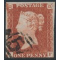 GREAT BRITAIN - 1845 1d red-brown QV, plate 53, check letters LF, used – SG # 8