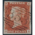 GREAT BRITAIN - 1845 1d red-brown QV, plate 59, check letters OE, used – SG # 8 (BS28a)