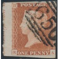 GREAT BRITAIN - 1845 1d red-brown QV, plate 64, check letters KA, used – SG # 8