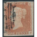 GREAT BRITAIN - 1848 1d red-brown QV, plate 81, check letters DF, used – SG # 8