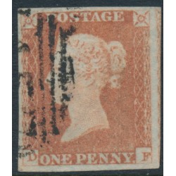 GREAT BRITAIN - 1848 1d red-brown QV, plate 81, check letters DF, used – SG # 8