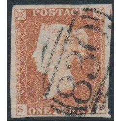 GREAT BRITAIN - 1851 1d red-brown QV, plate 113, check letters SD, used – SG # 8