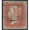 GREAT BRITAIN - 1852 1d red-brown QV, plate 132, check letters PK, used – SG # 8