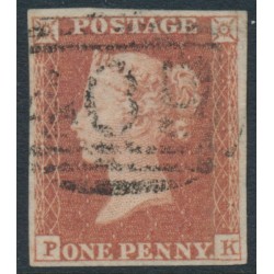 GREAT BRITAIN - 1852 1d red-brown QV, plate 132, check letters PK, used – SG # 8
