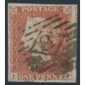 GREAT BRITAIN - 1853 1d red-brown QV, plate 168, check letters JF, used – SG # 8