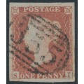 GREAT BRITAIN - 1853 1d red-brown QV, plate 172, check letters SI, used – SG # 8