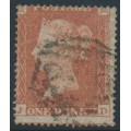 GREAT BRITAIN - 1854 1d red-brown QV, plate 175, check letters JD, used – SG # 17 (C1)