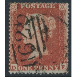 GREAT BRITAIN - 1854 1d red-brown QV, plate 194, check letters DE, used – SG # 17 (C1)