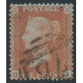 GREAT BRITAIN - 1855 1d red-brown QV, plate 1, check letters BJ, used – SG # 24 (C3)