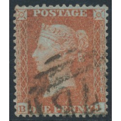 GREAT BRITAIN - 1855 1d red-brown QV, plate 1, check letters BJ, used – SG # 24 (C3)