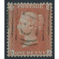 GREAT BRITAIN - 1855 1d red-brown QV, plate 1, check letters DJ, used – SG # 24 (C3)