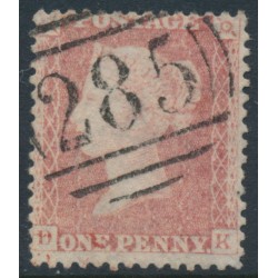 GREAT BRITAIN - 1861 1d red QV, plate 50, check letters DK, used – SG # 42