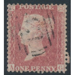 GREAT BRITAIN - 1861 1d red QV, plate 50, check letters AG, used – SG # 42