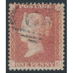 GREAT BRITAIN - 1861 1d red QV, plate 50, check letters CE, used – SG # 42