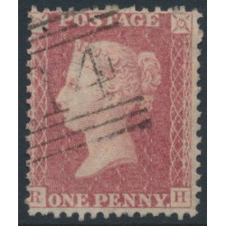 GREAT BRITAIN - 1861 1d red QV, plate 50, check letters RH, used – SG # 42