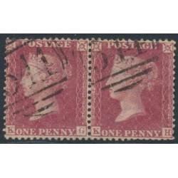 GREAT BRITAIN - 1857 1d red QV, plate 52, pair KG+KH, used – SG # 38 (C10)