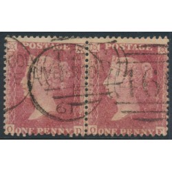 GREAT BRITAIN - 1857 1d red QV, plate 55, pair OD+OE, used – SG # 38 (C10)