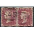 GREAT BRITAIN - 1857 1d red QV, plate 56, pair GK+GL, used – SG # 38 (C10)