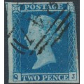 GREAT BRITAIN - 1849 2d blue QV, imperforate, plate 4, check letters QJ, used – SG # 14