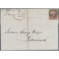 GREAT BRITAIN - 1841 1d red-brown QV, plate 2, check letters FA, on cover – SG # 7