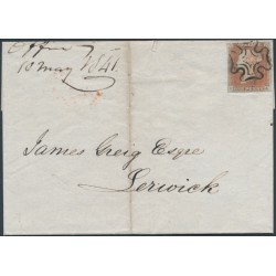 GREAT BRITAIN - 1841 1d red-brown QV, plate 2, check letters FA, on cover – SG # 7