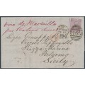 GREAT BRITAIN - 1868 6d lilac QV, Spray of Rose watermark, plate 6, on cover to Sicily, Italy – SG # 104