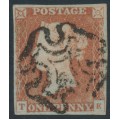 GREAT BRITAIN - 1841 1d red-brown QV, plate 17, check letters TE, used – SG # 8l